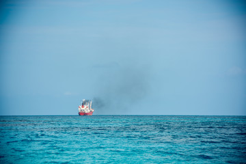 Cargo ship sailing in the Indian ocean
