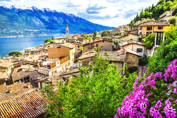 Limone - beautiful town in Lago di Garda, Italy north - obrazy, fototapety, plakaty