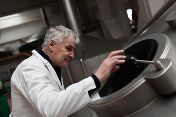 Serious man at brewery