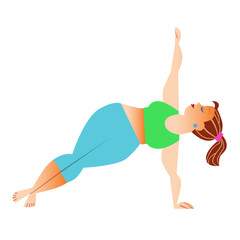 Normal a little fat woman doing yoga