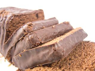 sliced choco cake