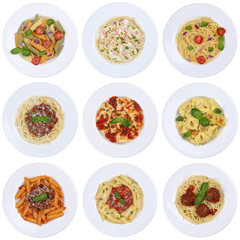 Sammlung von Spaghetti, Ravioli Nudeln Pasta Gericht Freisteller