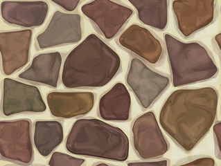 Vector seamless texture colorful stones wall.