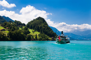 Switzerland Interlaken lake Brienz, ferry, glacial, turquoise