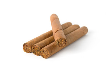Cuban cigars on white background