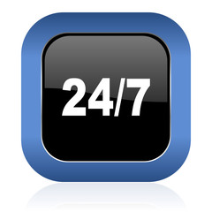 24/7 square glossy icon