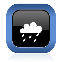 rain square glossy icon waether forecast sign