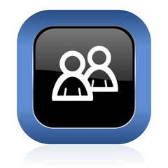 forum square glossy icon people sign