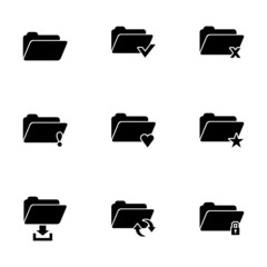 Vector black folder icon set