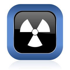 radiation square glossy icon atom sign