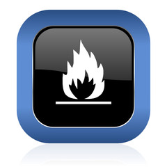 flame square glossy icon