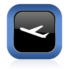deparures square glossy icon plane sign