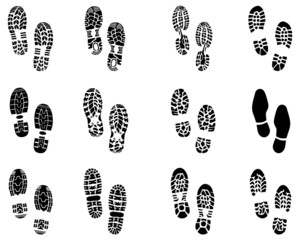 Various black prints of shoes, vector - 80095985
