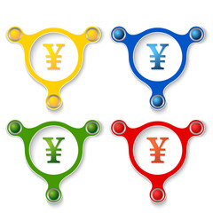 Obraz premium four abstract vector objects and a colored yen symbol