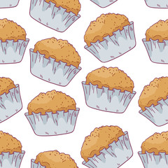 Seamless pattern with hand drawn pastries in vector - 80096785