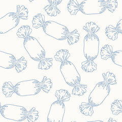 Cotton fabric Outline candies seamless pattern
