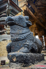 Fototapeta na wymiar Statue of Nandi Bull at Brihadeshwara Temple.