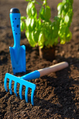 Blue garden tools