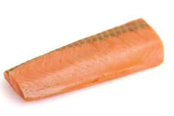 Raw salmon fillet isolated on white
