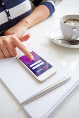 Female hands using mobile banking