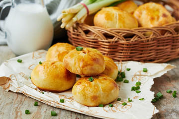 Baked pasties with potatoes and onions