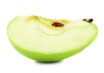 Juicy slice of apple isolated on white