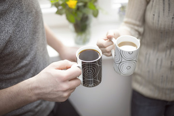 Two cups of morning coffee