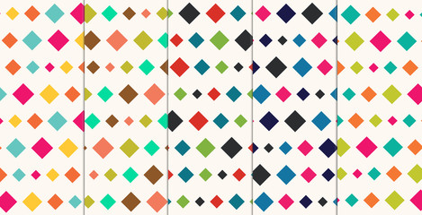 Retro Diamonds Seamless Abstract Pattern Collection Set
