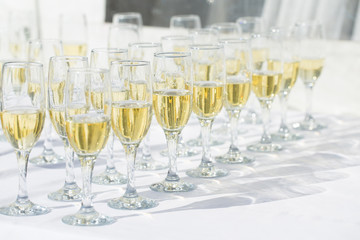 Row of champagne glasses