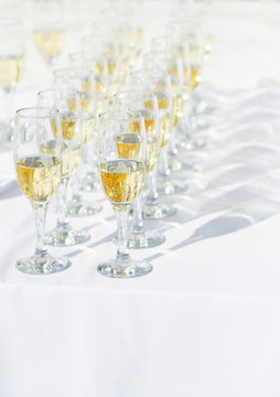 Row of champagne glasses