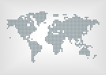 Fototapeta premium Ilustracja wektorowa kropkowanej mapy świata ze wszystkimi kontynentami