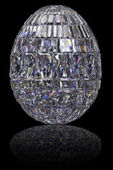Easter egg composed of gemstones on glossy black background