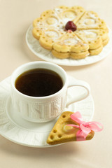 Freshly baked heart-shaped waffles