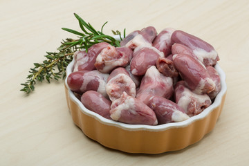 Raw chicken hearts