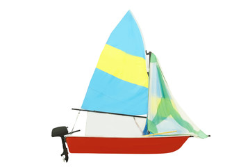 Sailing ships under the white background