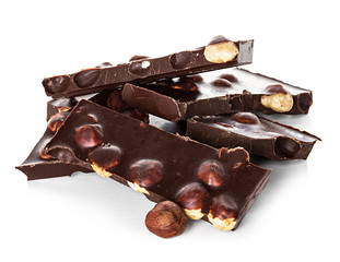 Chocolate with nuts isolated