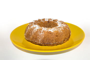Bunt cake on white background