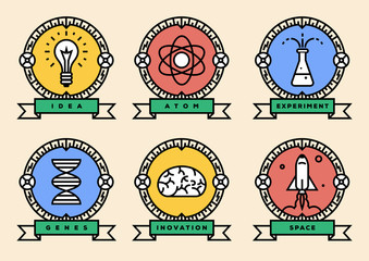 Set of Science Icons, Linear Vector Design