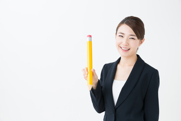 asian businesswoman on white background