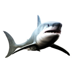 Naklejka premium Great white shark swimming on a white background