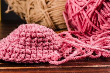 Obraz na płótnie Canvas crochet with two ball of yarn
