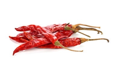 dry red pepper on white background