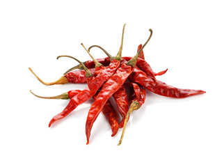 dry red pepper on white background