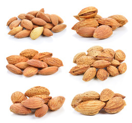 Almonds on a white background