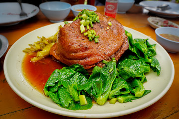 Thai stewed pork leg with vegetable