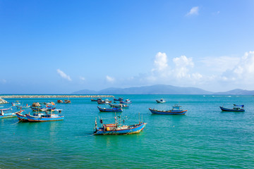 Obraz premium Fishing boats in marina at Nha Trang, Vietnam