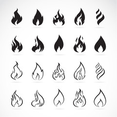 Vector set of flame symbols on white background. Icons.