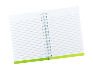 Blank note book with ring binder holes isolated on white