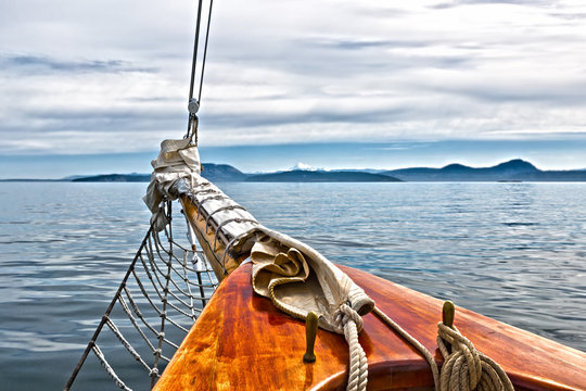 Sailing On A Classic Wooden Sailboat