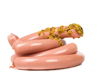 delicious delicious natural sausage with mustard